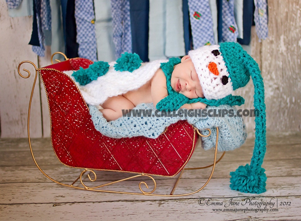 Instant Download Crochet Pattern - no 43 Snowman - Cuddle Cape Set  -Photography Prop
