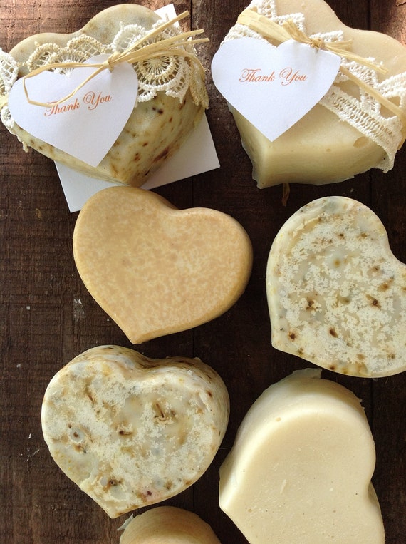 50  Wedding Favors -  Full size Organic Soaps - Eco friendly, Natural, Heart Soaps