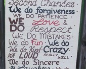 In Our Home SIGN Subway Custom Accent Colors Distressed primitive family Rules Handmade Hand-painted Wooden 12x36 WHAGN Made to Order
