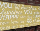 You are my Sunshine SIGN Subway Distressed Ivory Handmade Hand-painted Wooden 18x42 WHAGN Made to Order