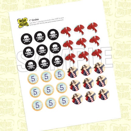 Pirate Party Circle Decals (1 Inch) from the DIY Printable Pirate Collection by Spaceships and Laser Beams