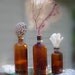 Beach Decor Vintage Set of 3 Amber Bottles with Sea Life - Sea Fan, Coral and Sea Urchin