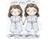 The Shining Creepy Girls - 8 1/2 x 11 Illustration Print