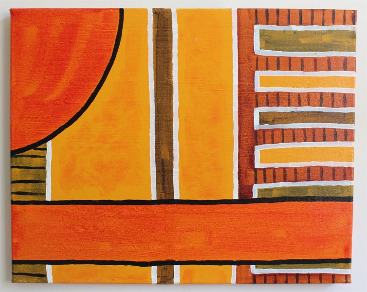 Red Sun - 16x20 Abstract Acrylic Painting - Original Artwork