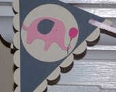 Baby Shower Banner ... Elephant ... Pink Grey Ivory ... It's a Girl ... MADE TO ORDER ... Wall Decor ... custom options available Il_170x135