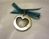Fine Silver Heart Coin Pendant with Fingerprint