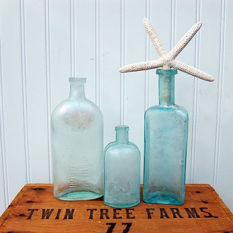 Large Vintage Apothecary Bottle Collection- set of 3