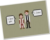 Pixel People Quoteables - Han & Leia - PDF Cross-stitch Pattern - INSTANT DOWNLOAD