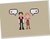 Pixel People In Love - Bender & Claire - PDF Cross-stitch pattern - INSTANT DOWNLOAD