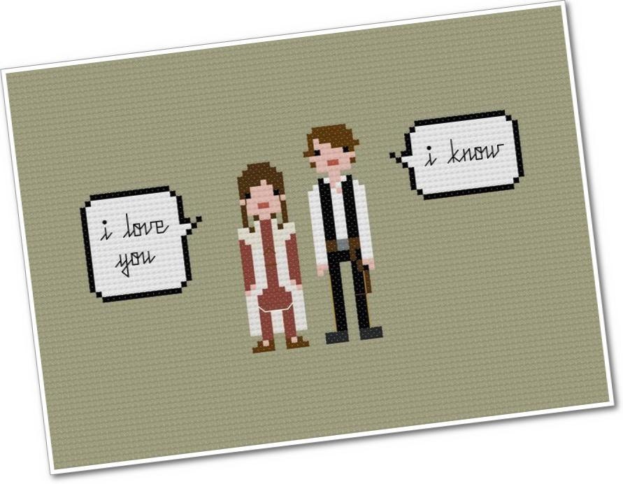 Pixel People Quoteables - Han & Leia - PDF Cross-stitch Pattern - INSTANT DOWNLOAD