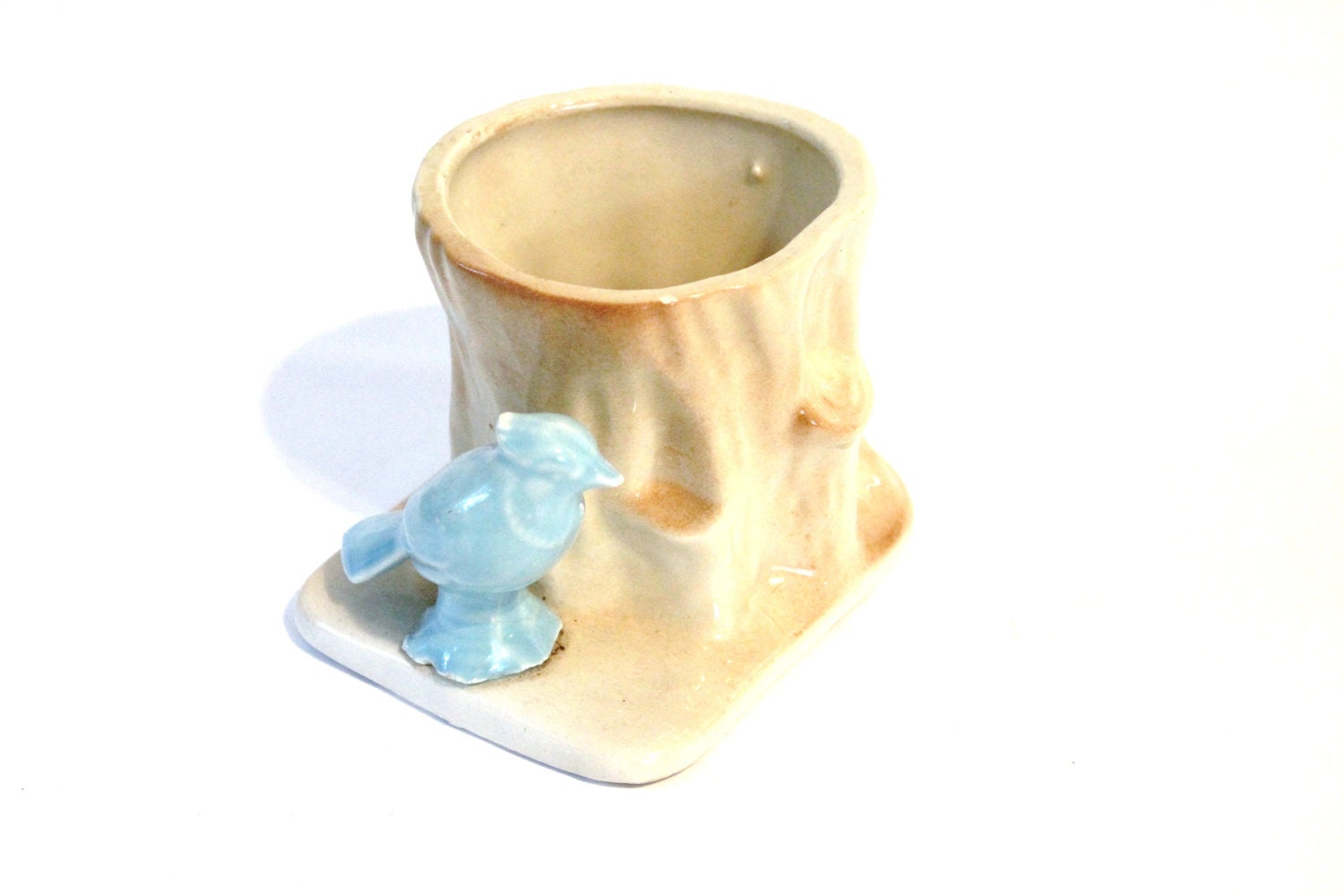 Ceramic Bird & Stump Planter