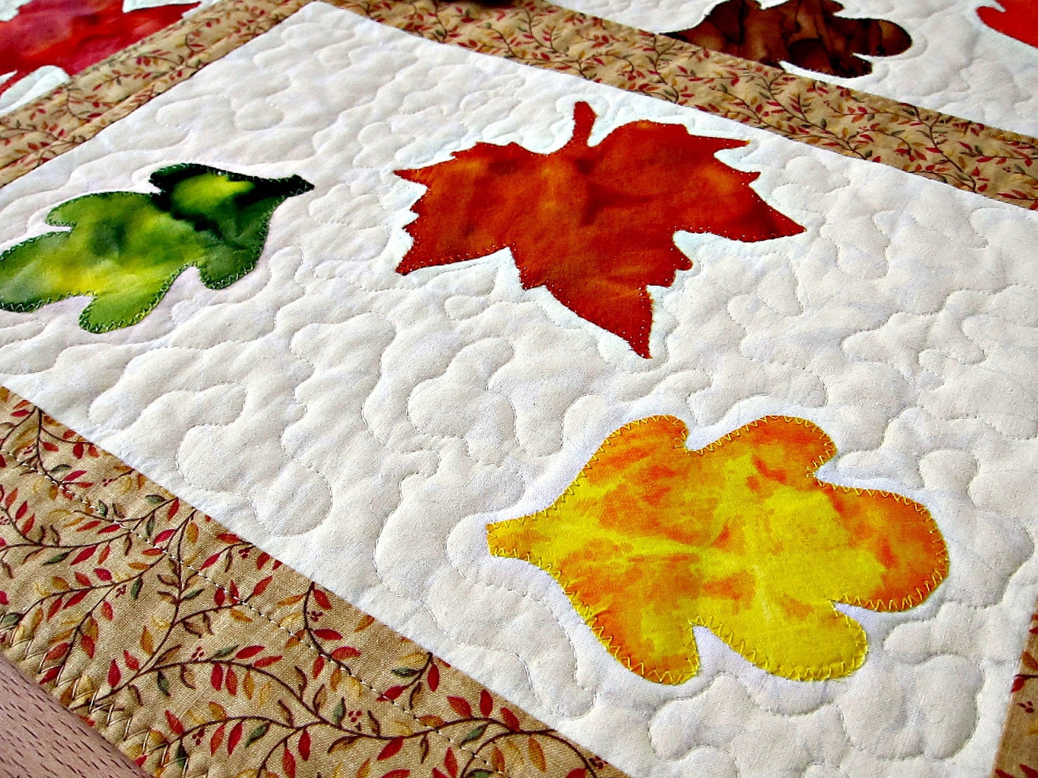 Quilted Placemats Autumn Fall Leaves