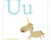U is for Unicorn - Alphabet Print