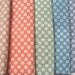 5 FQ bundle of hand block printed fabric. 100% organic cotton. Daisies. Chalky Pastels in 5 colors. FT07312012-008-FQ5