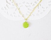 Lime Green Enamel Locket - 16k Gold Plated Charm Necklace