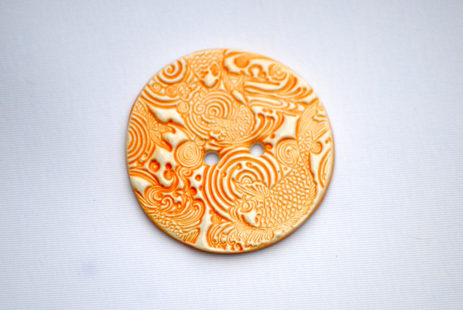 Japanese Koi Carp button Bright Orange Gold Fish button Traditional Tattoo art button