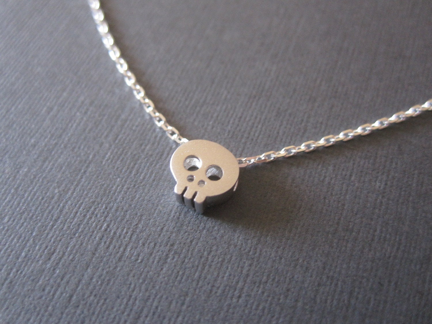 Tiny Silver Skull Necklace
