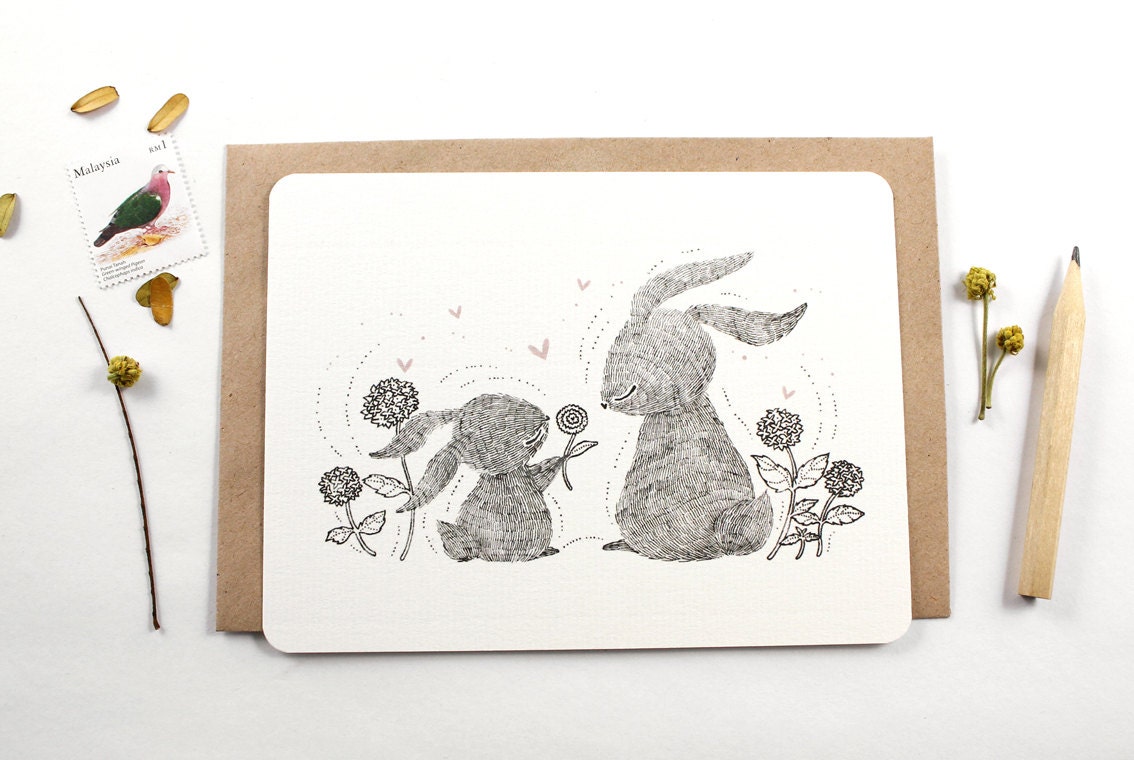 10 Thank You Notecards - Mother Rabbit