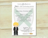 Birthday Party Invitations - Slytherin Crest and Draco Malfoy - Harry Potter Inspired - Set of 20 with Envelopes