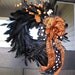 Sassy Black and Orange Halloween Feather Wreath