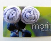 Lilac Cotton Wrapped Rosebud Stud Earrings