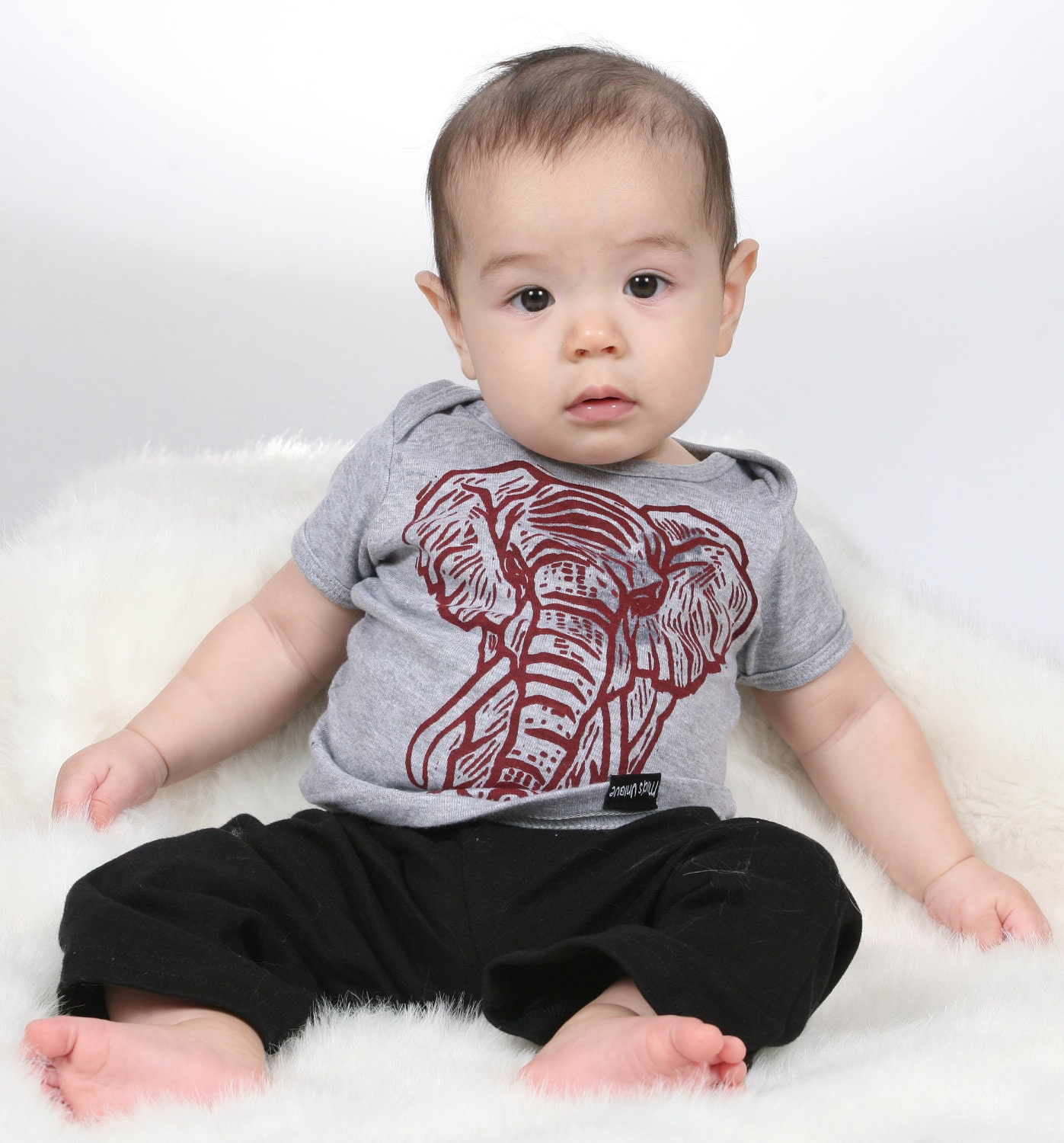 Elephant on Heather Grey American Apparel Lap T Shirt