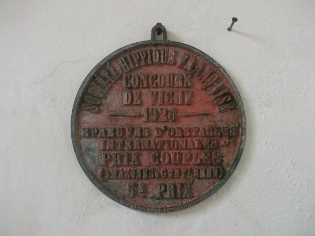 Antique French Equestrian Plaque 1926
