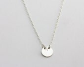 Mini Double Ring Slice Necklace - Silver