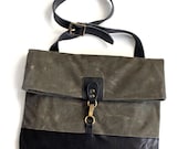 Envelope Messenger- Moss Waxed Canvas & Black
