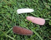 Hair Clip Trio Set: Pink, Brown & White Glitter Snap Clips