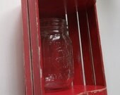 Distressed Wood Wall Sconce Shabby Chic Mason Jar Holder Unique Basket type Sconce Red or Green Apple