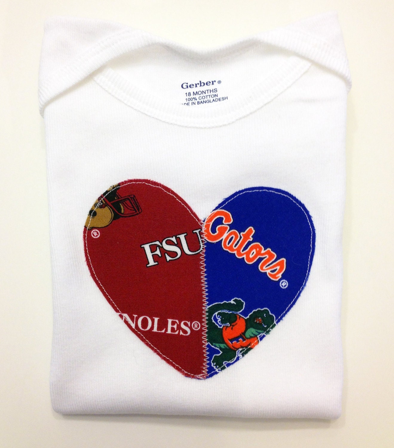 House Divided Football Heart Onesie - FSU / UF / UM / Ga
