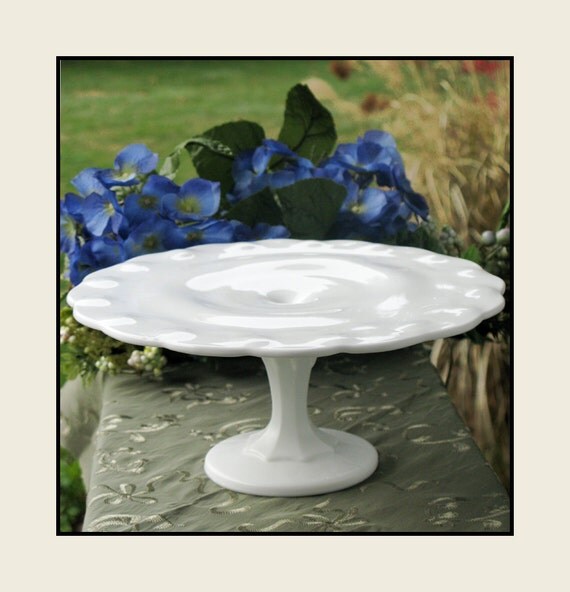 Vintage Milk Glass Cake Stand by ShiftingYears on Etsy