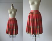 vintage plaid skirt / 1960s pink plaid skirt