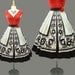 Vintage 1950s - 50s LAVABLE Mexican Hand Painted Novelty Full Circle SKIRT Rockabilly Floral Dress PinUp Black & White Medium - M Large - L