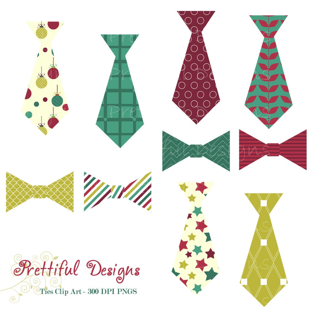 50% OFF SALE Christmas Tie and Bow Tie Clip Art - Personal or Commercial Use - Deck The Halls (418) Il_570xn