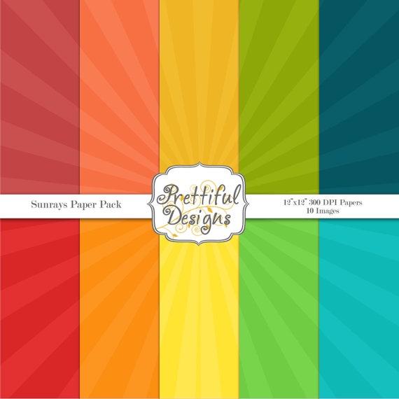 50% Off Sale Digital Paper pack for Digital Scrapbooking, Photography, Card Making, Commercial Use - Sun Rays (103) Il_570xn