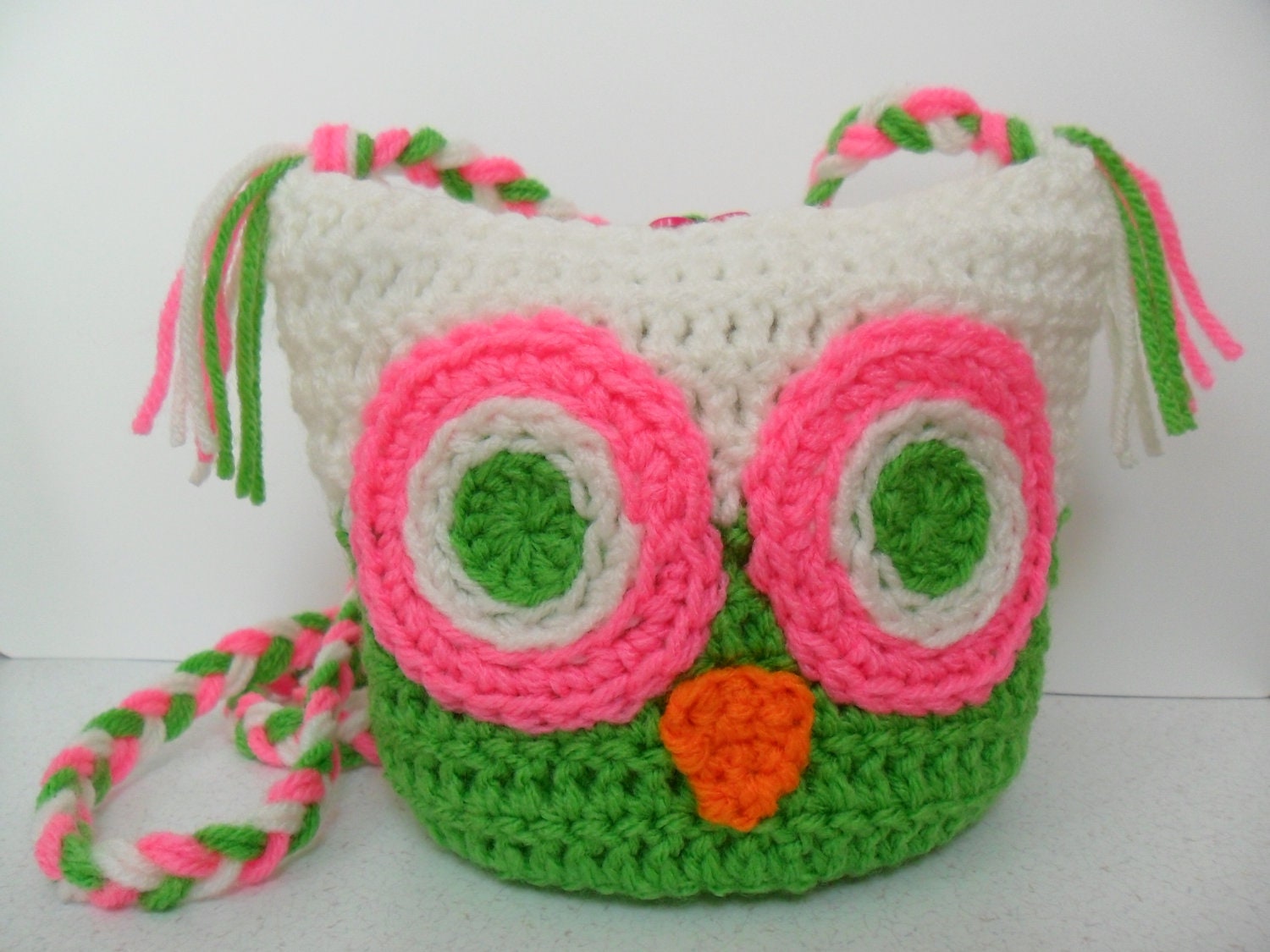 Owl Shoulder Bag - Spring Green Pretty n Pink and Soft White
