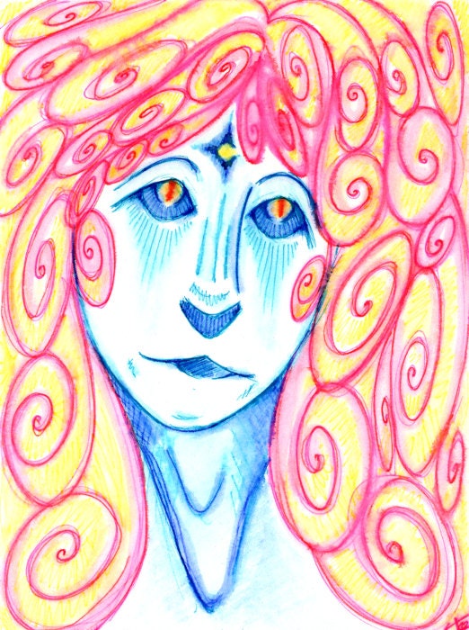 Original Pen Painting Blue Lagoon