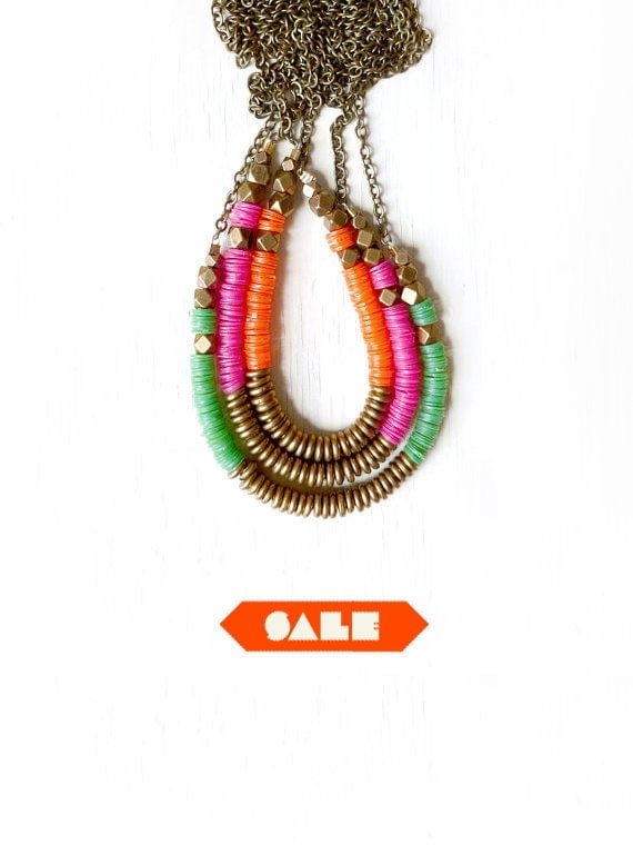 SALE color brass necklace