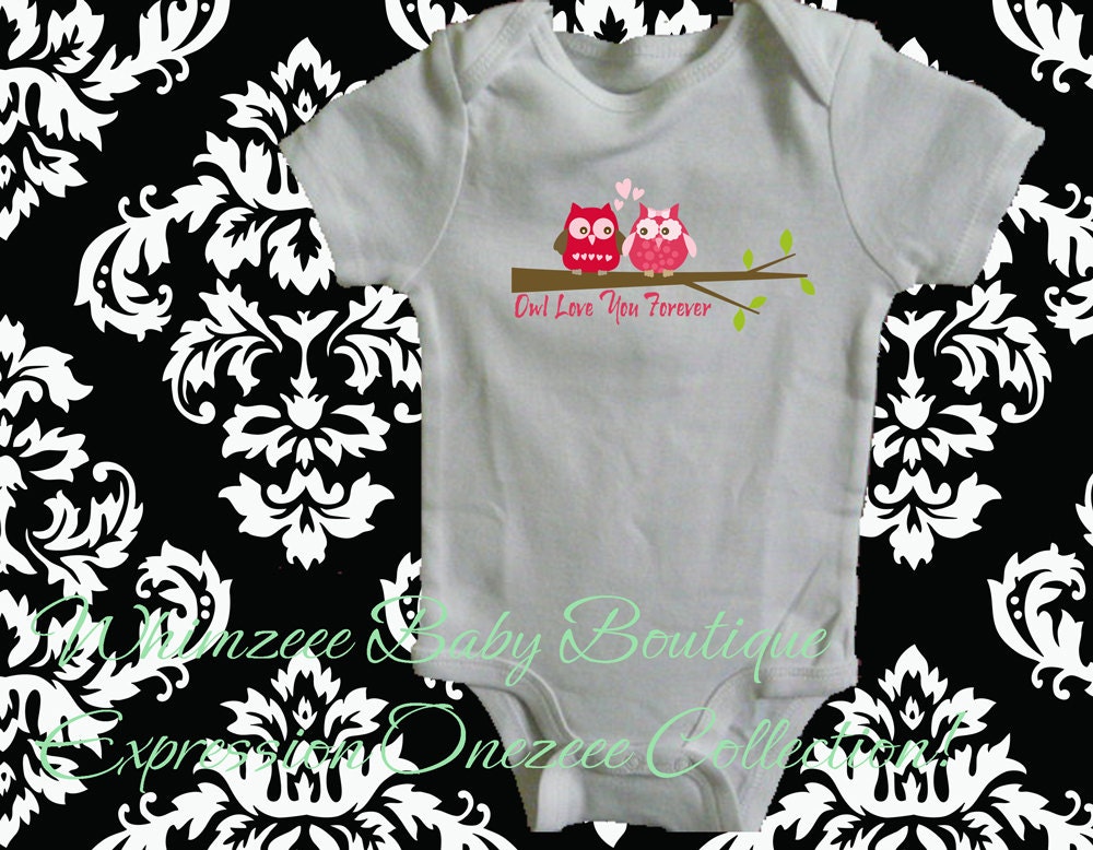 Baby Onesie-Owl Love You Forever (Pink v.)-White Onezeee Bodysuit - (You pick the size)-Baby Gift-Baby Shower