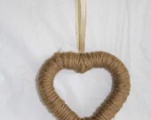 Rustic door decor wall hanging tree ornament love affection country chic natural jute Mini heart wreath