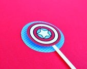 Superhero Collection (Captain America). Circle Tags. DIY Printable Design. Pinkadot Shop