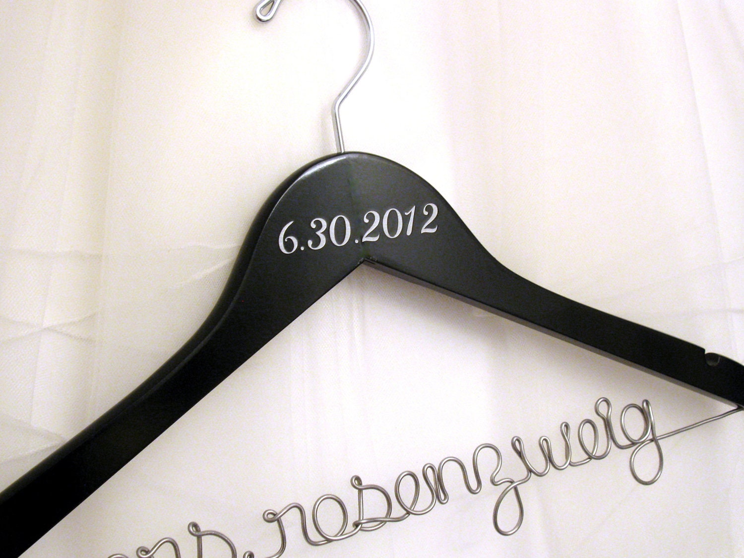 Personalized Bridal Hanger with Date of Wedding Added, Painted - Suspended Moments