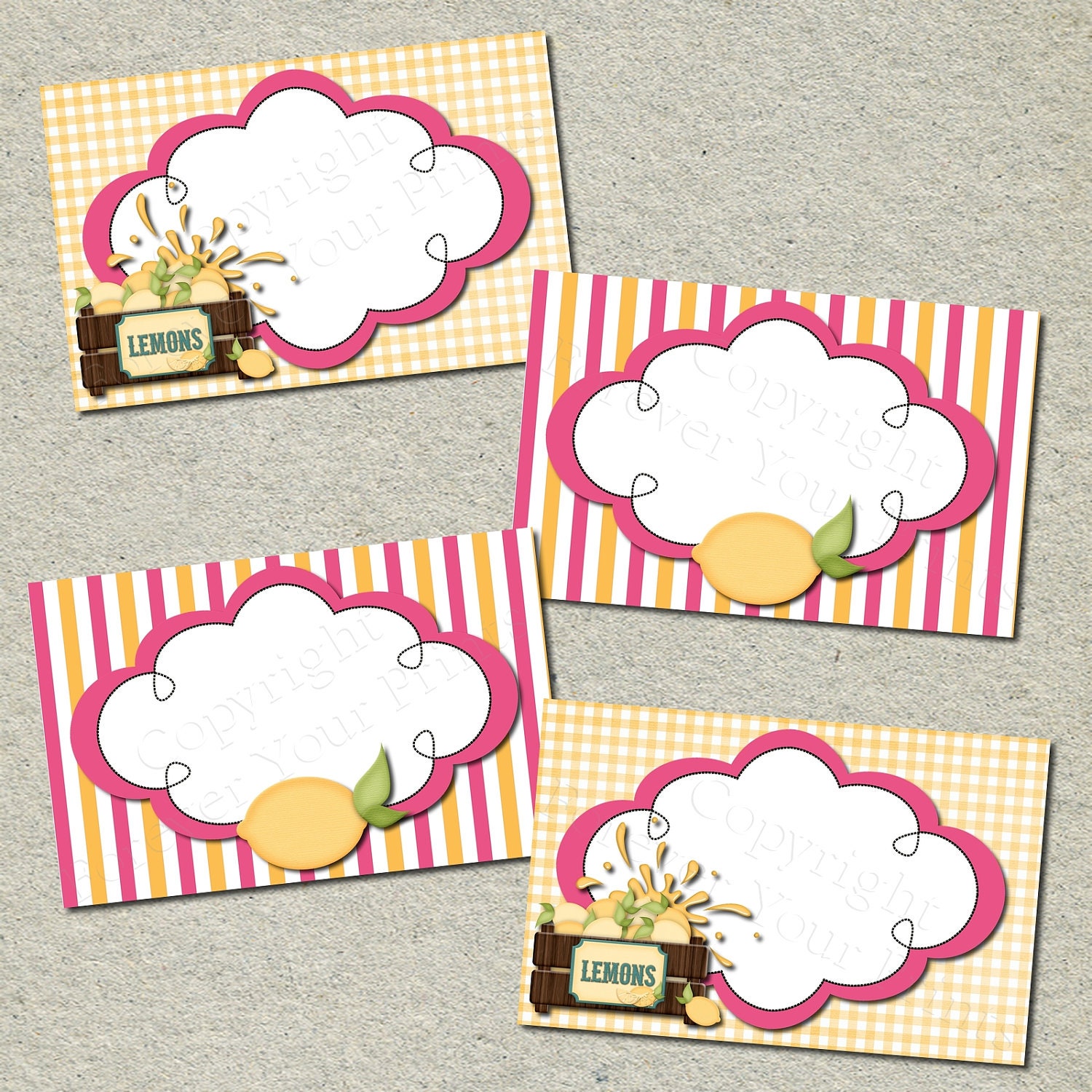 Lemonade Party Table Labels - Buffet Cards - INSTANT DOWNLOAD Il_170x135