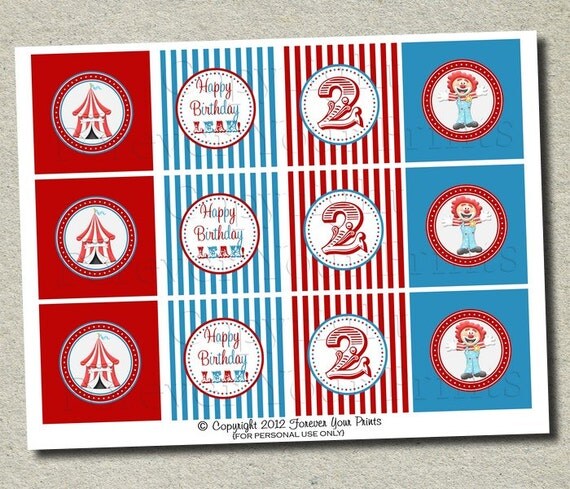 Carnival Cupcake Toppers - You Print - 4 Designs Il_570xn