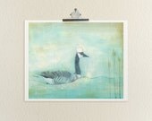 Lucy 8x10 / Illustration, Painting, Reproduction, Giclee, Goose, Nature, Landscape, Lake, Pond, Drawing, Fine Art Print