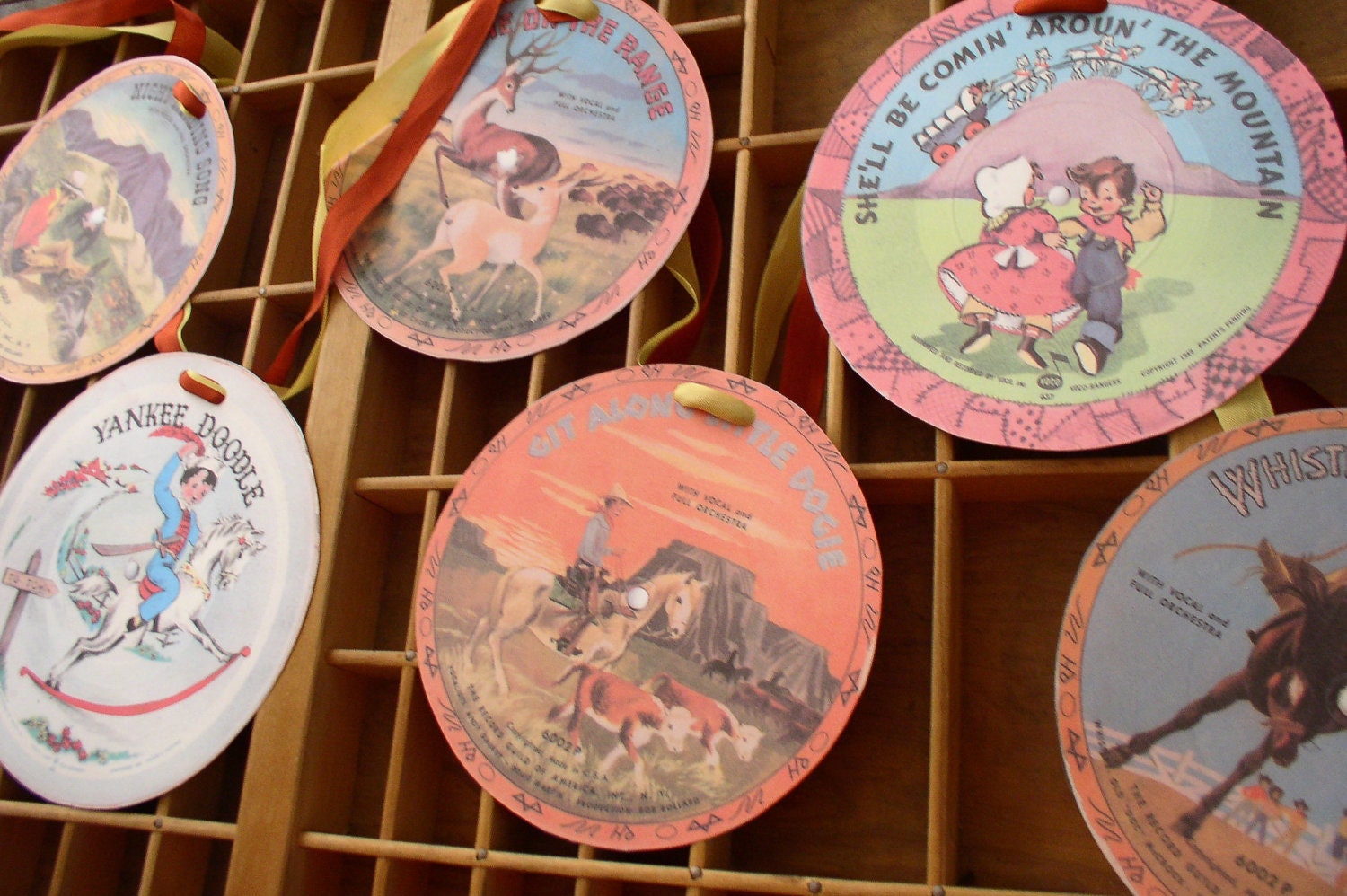 Vintage Childrens Banner-Cowboys Horses Theme- 1940's Vintage Nursery Rhymes Record Garland Bunting