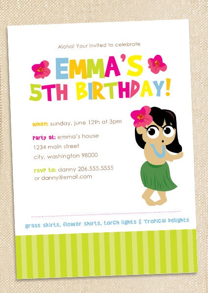 Hawaiian Luau Birthday invitations - set of 15 Il_170x135