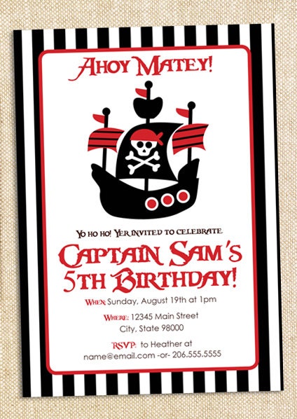 Pirate Birthday invitation - set of 15 Il_570xn